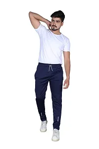 Stylish Blue Cotton Spandex  Regular Track Pants For Men-thumb1