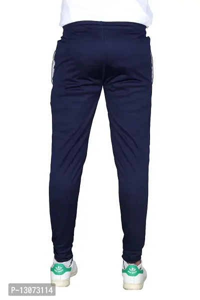 Stylish Blue Cotton Spandex  Regular Track Pants For Men-thumb4