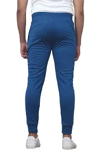 Stylish Blue Cotton Spandex  Regular Track Pants For Men-thumb2