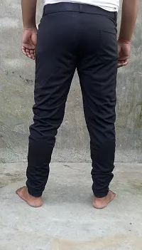 Black Polyester Blend Regular Track Pants For Men-thumb1
