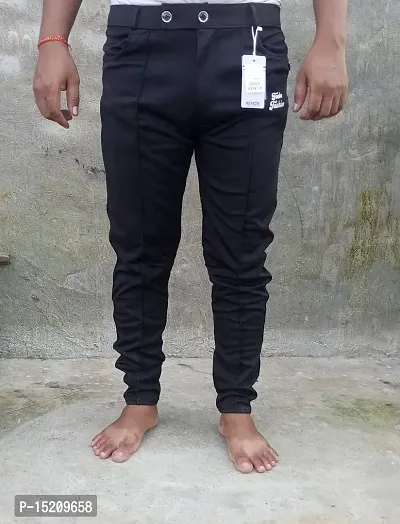 Black Polyester Blend Regular Track Pants For Men-thumb3
