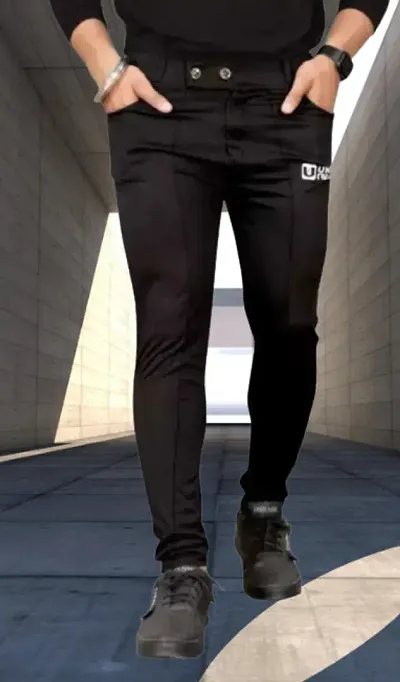 New Launched Polyester Blend Regular Track Pants For Men 