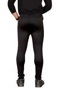 Black Polyester Blend Regular Track Pants For Men-thumb2