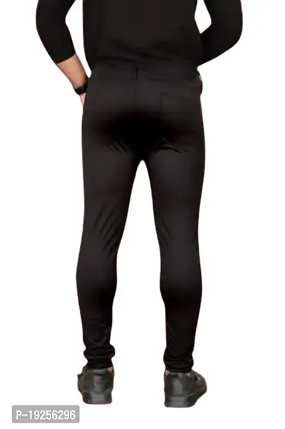 Black Polyester Blend Regular Track Pants For Men-thumb3