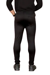 Black Polyester Blend Regular Track Pants For Men-thumb1