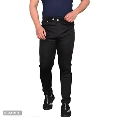 Navy Blue Polyester Blend Regular Track Pants For Men-thumb0