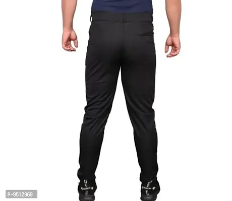 Navy Blue Polyester Blend Regular Track Pants For Men-thumb3