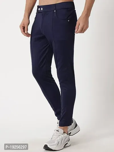 Polyester Blend Regular Track Pants For Men-thumb0