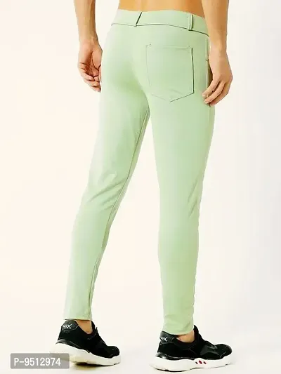 Green Polyester Regular Track Pants For Men-thumb2