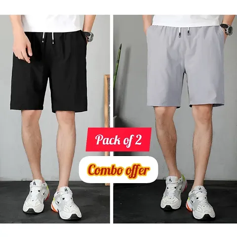 Mens Lycra Full Elastic Sport Wear Stretchable Short Combo Pack Of 2