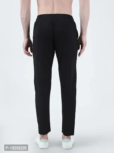 Black Polyester Blend Regular Track Pants For Men-thumb2