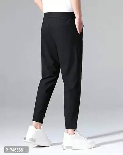 Black Polyester Regular Track Pants For Men-thumb2