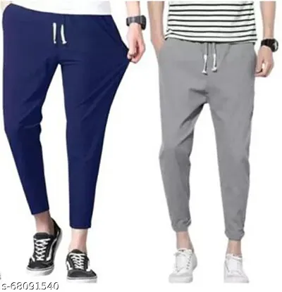 Comfortable Blend Regular Track Pants For Men Pack Of 2