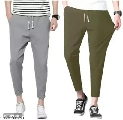 Men Stylish Cotton Blend Solid Casual Joggers Combo of 2