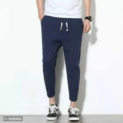 Men Stylish Cotton Blend Solid Casual Joggers-thumb0