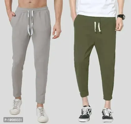 Men Stylish Cotton Blend Solid Casual Joggers Combo of 2