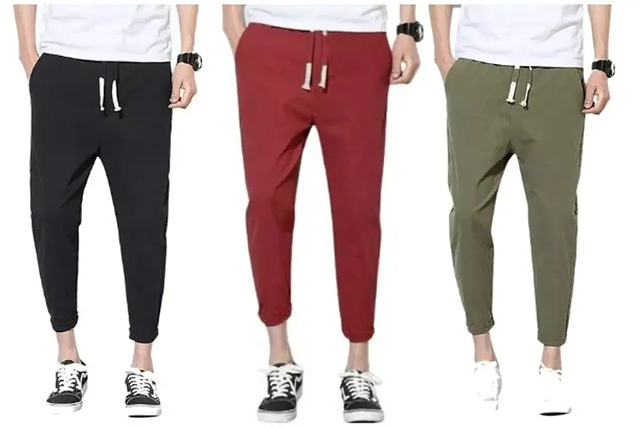 Men Stylish Blend Solid Casual Joggers Combo of 3