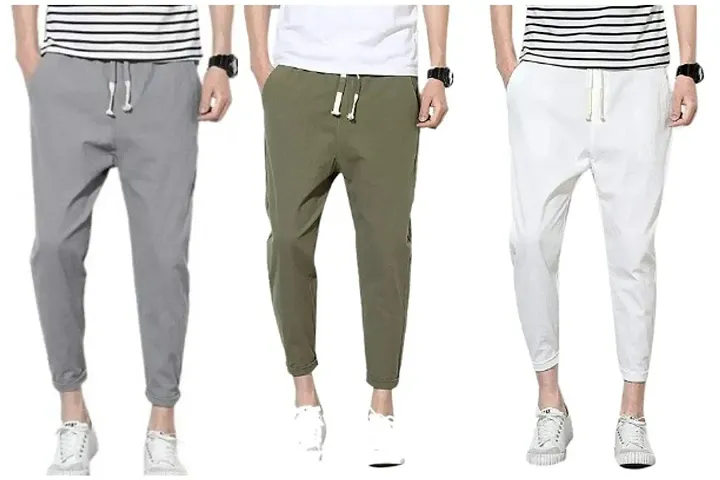 Men Stylish Cotton Blend Solid Casual Joggers Combo Set Pack of 3