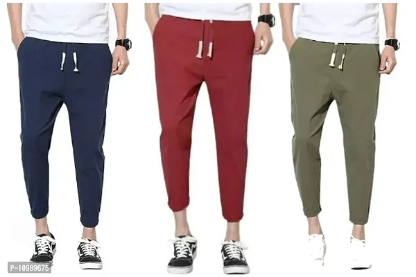 Multicoloured Cotton Blend Mid Rise Casual Trousers  Combo of 3-thumb0
