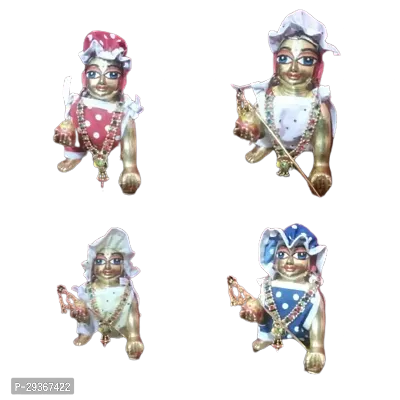 Summer Special Fancy Cotton Dangri Suit (Dress) for Laddu Gopal Ji (Random Color  Design) | Jump Suit for Bal Gopal | Pack of 4 | Size - 1-thumb0