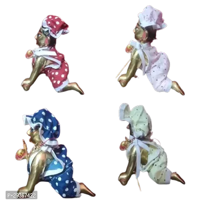 Summer Special Fancy Cotton Dangri Suit (Dress) for Laddu Gopal Ji (Random Color  Design) | Jump Suit for Bal Gopal | Pack of 4 | Size - 1-thumb2