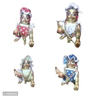 Summer Special Fancy Cotton Dangri Suit (Dress) for Laddu Gopal Ji (Random Color  Design) | Jump Suit for Bal Gopal | Pack of 4 | Size - 2