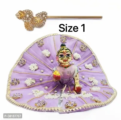 Janmashtami Special Kanha ji Heavy purple colour Dress with Bansuri Size 1 | Laddu Gopal Poshak-thumb0