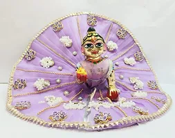 Janmashtami Special Kanha ji Heavy purple colour Dress with Bansuri Size 1 | Laddu Gopal Poshak-thumb2