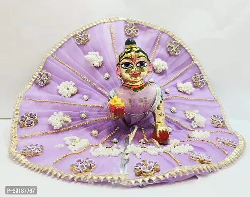 Janmashtami Special Kanha ji Heavy purple colour Dress with Bansuri Size 1 | Laddu Gopal Poshak-thumb3