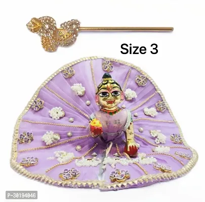 Janmashtami Special Kanha ji Heavy purple colour Dress with Bansuri Size 3 | Laddu Gopal Poshak