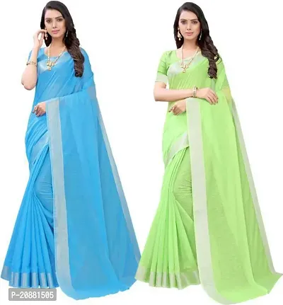 Beautiful Cotton Silk Saree With Blouse Piece Pack Of 2