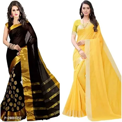 Beautiful Cotton Silk Saree With Blouse Piece Pack Of 2-thumb0