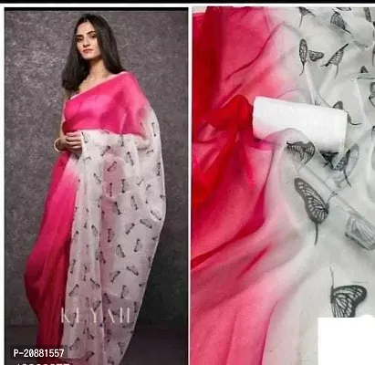 Beautiful Organza Saree With Blouse Piece-thumb0