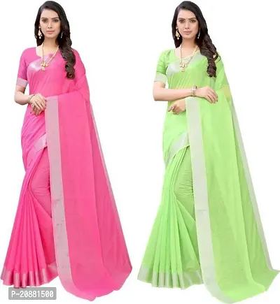 Beautiful Cotton Silk Saree With Blouse Piece Pack Of 2-thumb0