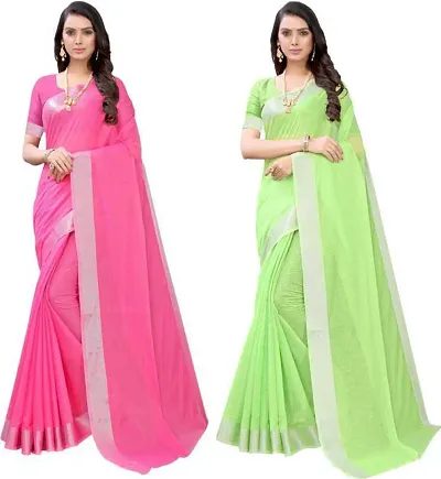 Beautiful Silk Saree With Blouse Piece Pack Of 2