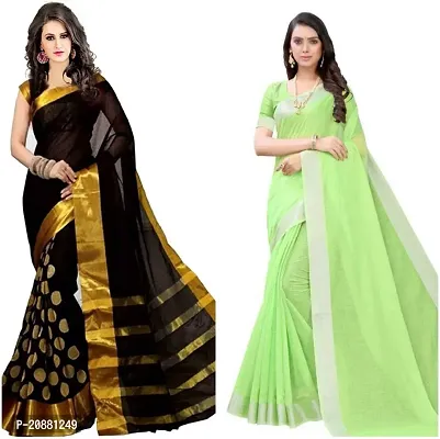 Beautiful Cotton Silk Saree With Blouse Piece Pack Of 2