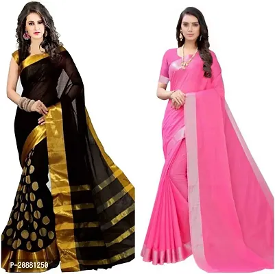 Beautiful Cotton Silk Saree With Blouse Piece Pack Of 2