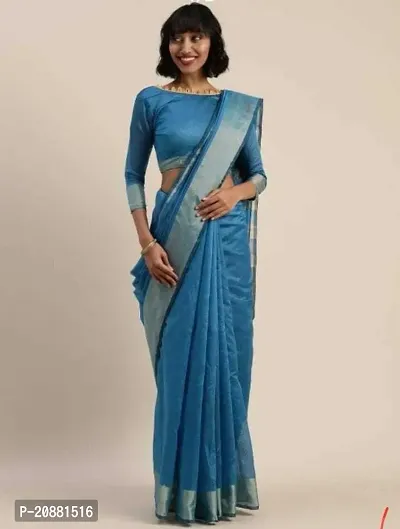 Beautiful Cotton Silk Saree With Blouse Piece-thumb0