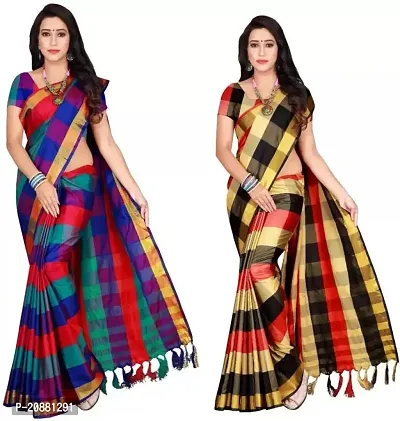 Beautiful Cotton Silk Saree With Blouse Piece Pack Of 2