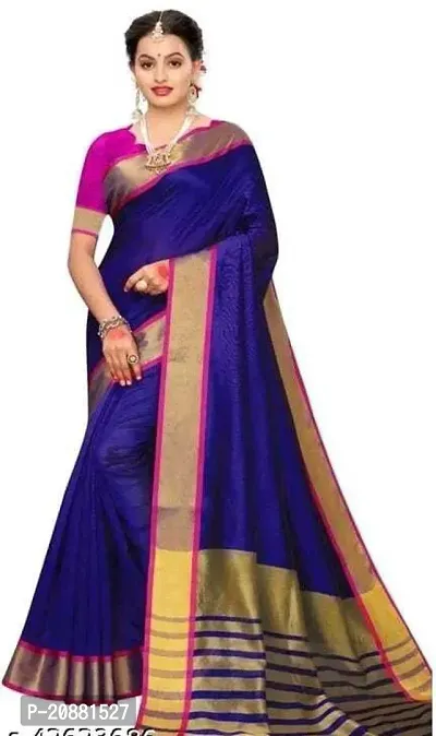 Beautiful Cotton Silk Saree With Blouse Piece-thumb0