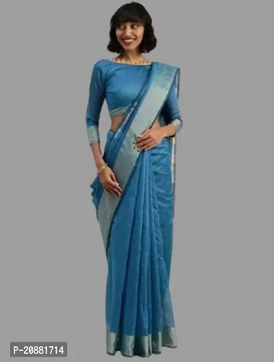 Beautiful Cotton Silk Saree With Blouse Piece-thumb0