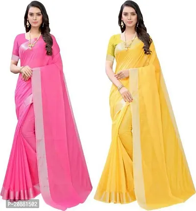 Beautiful Cotton Silk Saree With Blouse Piece Pack Of 2