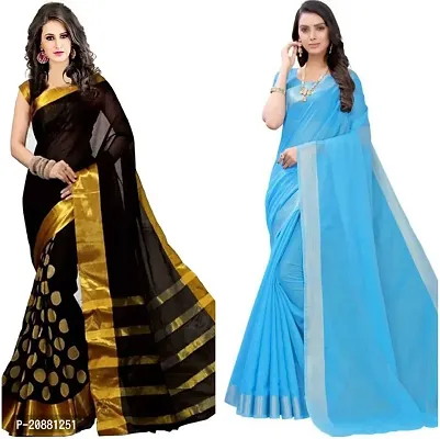 Beautiful Cotton Silk Saree With Blouse Piece Pack Of 2