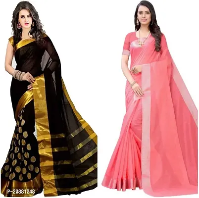 Beautiful Cotton Silk Saree With Blouse Piece Pack Of 2-thumb0