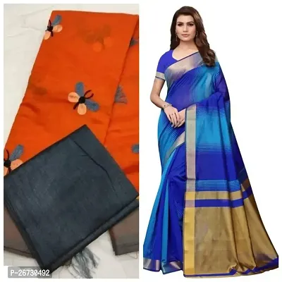 Classic Cotton Blend Saree with Blouse piece for Women Pack of 2