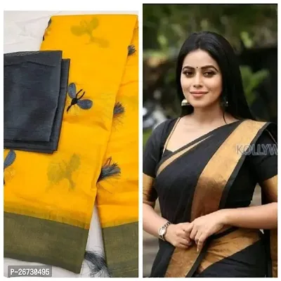 Classic Cotton Blend Saree with Blouse piece for Women Pack of 2