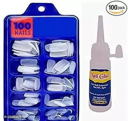 Artificial Reusable Nails Set-100 Pieces And With Glue 3 ml-thumb0