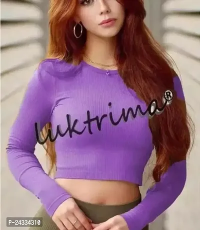 Elegant Lavender Lycra Self Design Top For Women-thumb0