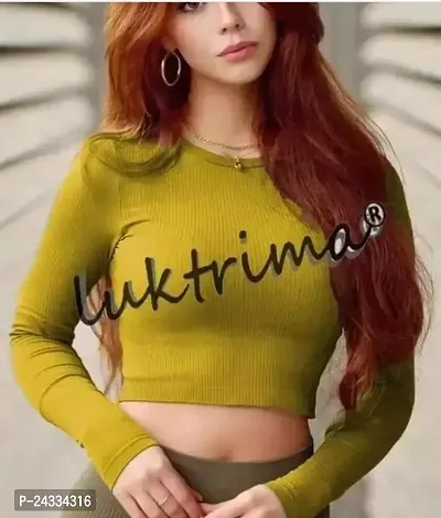 Elegant Yellow Lycra Self Design Top For Women