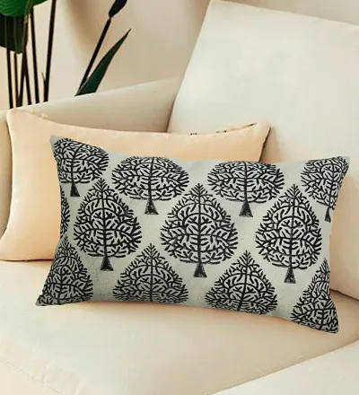 Black and White Block Printed 16x24 Cushion COver